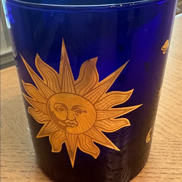 Vintage Set of 3 Culver Blue Celestial Sun Stars Moon Tumbler Cocktail Glasses - Picture 9 of 14